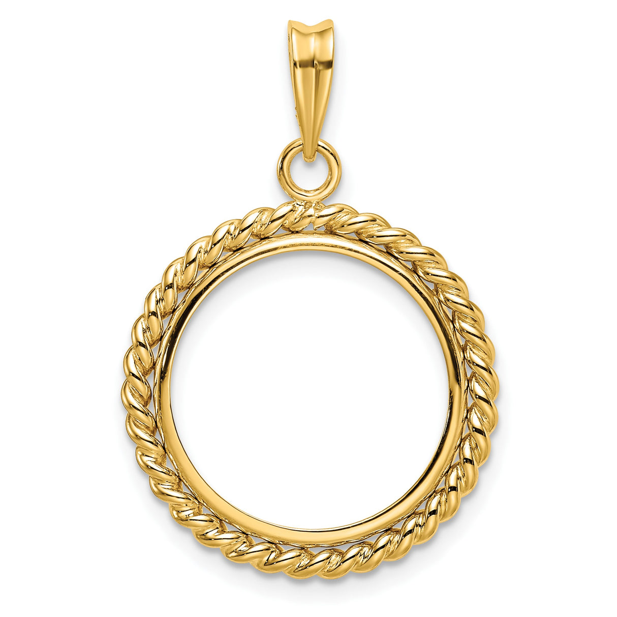 18 mm 14k Yellow Gold coin bezel pendant for US 10¢ Dime - Roosevelt
