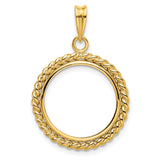 18 mm 14k Yellow Gold coin bezel pendant for US 10¢ Dime - Roosevelt