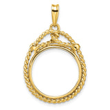 18 mm 14k Yellow Gold coin bezel pendant for US 10¢ Dime - Roosevelt