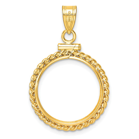 18 mm 14k Yellow Gold coin bezel pendant for US 10¢ Dime - Roosevelt — additional image