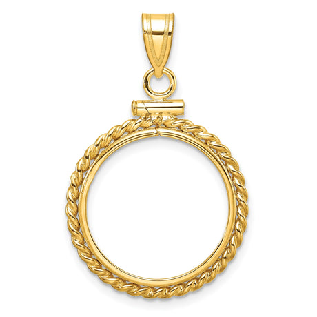 18 mm 14k Yellow Gold coin bezel pendant for US 10¢ Dime - Roosevelt