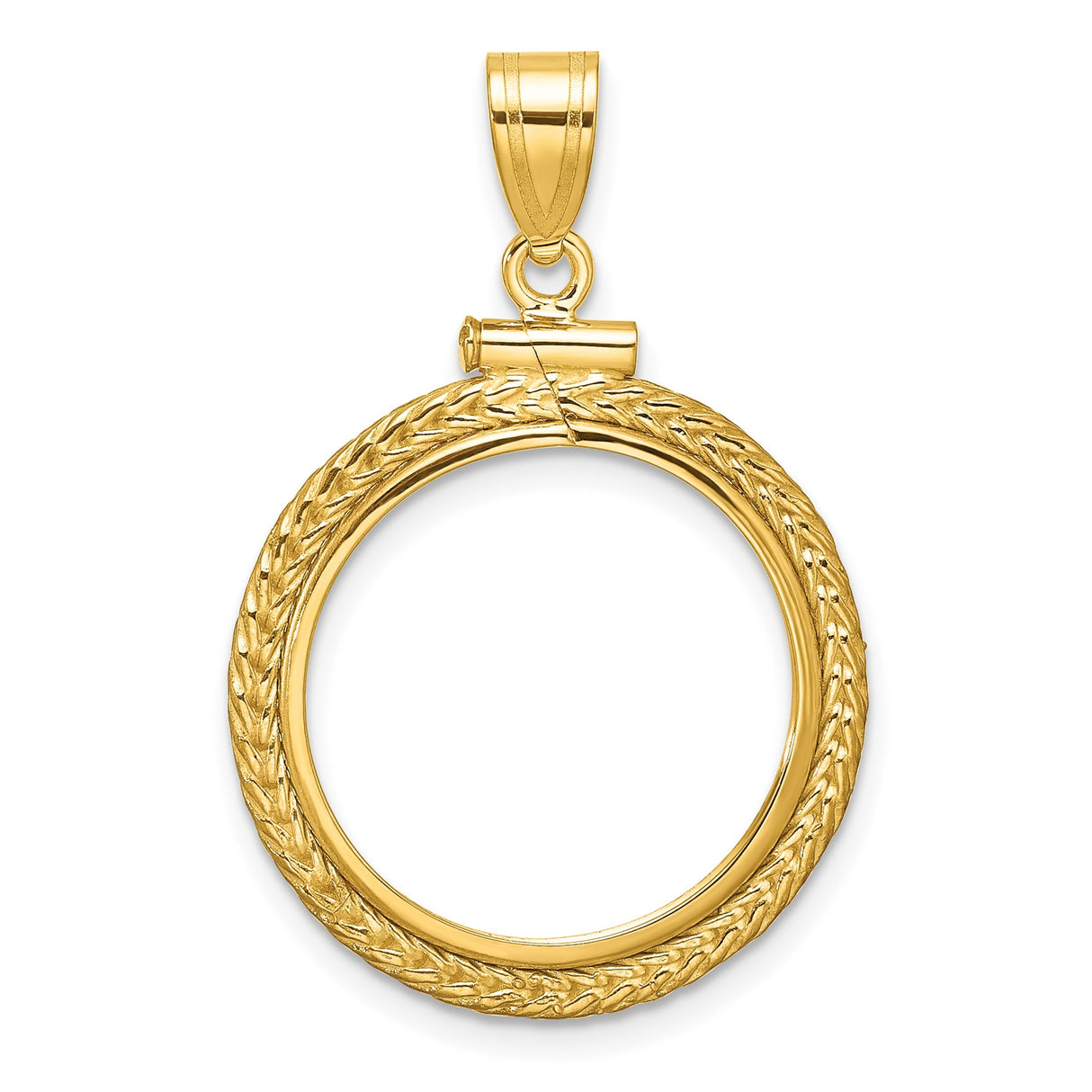 18 mm 14k Yellow Gold coin bezel pendant for US 10¢ Dime - Roosevelt