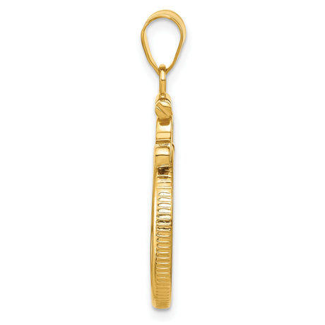 18 mm 14k Yellow Gold coin bezel pendant for US 10¢ Dime - Roosevelt — alternate view