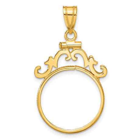 18 mm 14k Yellow Gold coin bezel pendant for US 10¢ Dime - Roosevelt