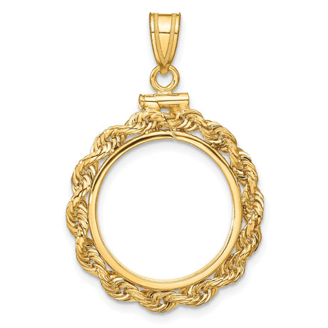 18 mm 14k Yellow Gold coin bezel pendant for US 10¢ Dime - Roosevelt