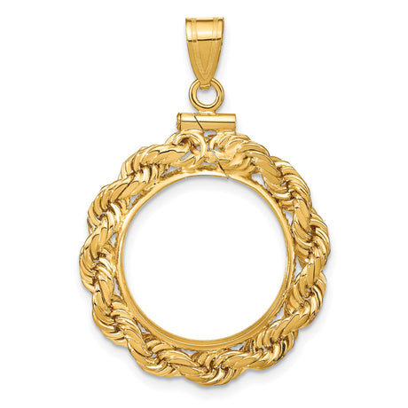 18 mm 14k Yellow Gold coin bezel pendant for US 10¢ Dime - Roosevelt