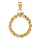 18 mm 14k Yellow Gold coin bezel pendant for US 10¢ Dime - Roosevelt — additional image