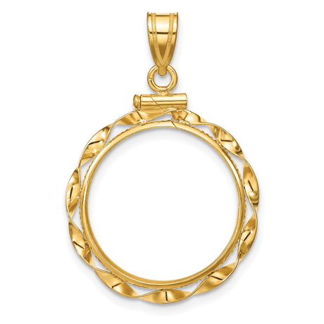 18 mm 14k Yellow Gold coin bezel pendant for US 10¢ Dime - Roosevelt