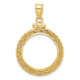 18 mm 14k Yellow Gold coin bezel pendant for US 10¢ Dime - Roosevelt