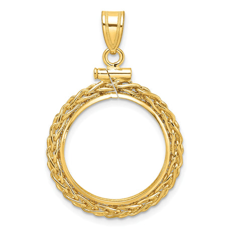 18 mm 14k Yellow Gold coin bezel pendant for US 10¢ Dime - Roosevelt