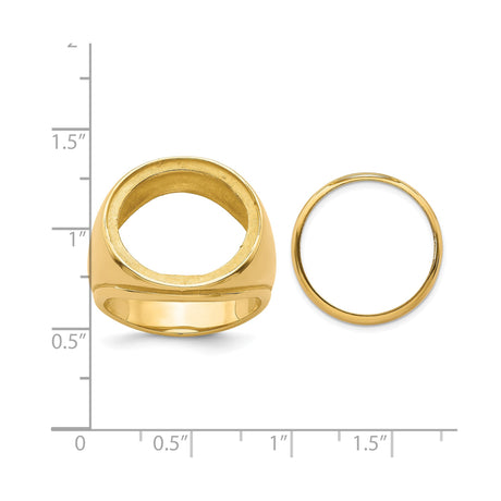 18 mm 14k Yellow Gold coin bezel ring for US 10¢ Dime - Roosevelt — size reference (ruler)