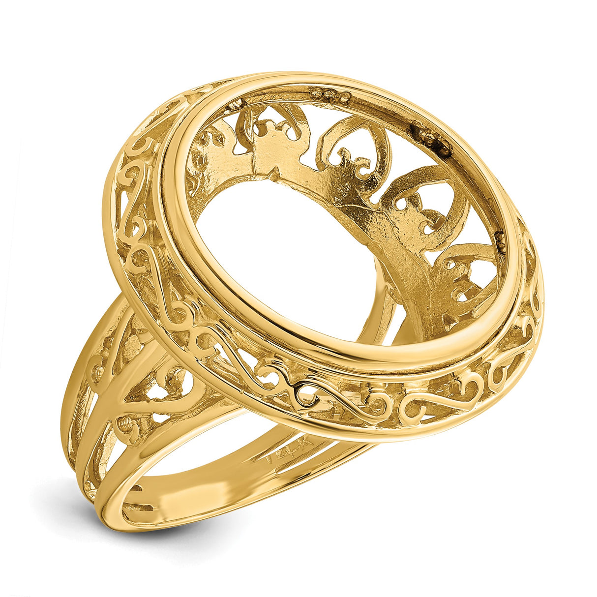 18 mm 14k Yellow Gold coin bezel ring for US 10¢ Dime - Roosevelt