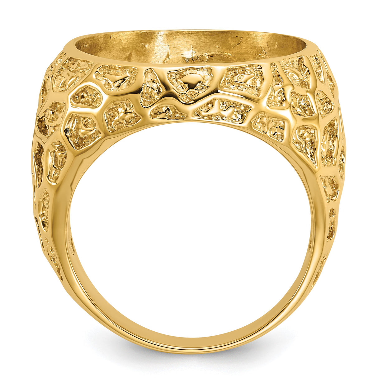 18 mm 14k Yellow Gold coin bezel ring for US 10¢ Dime - Roosevelt — alternate view
