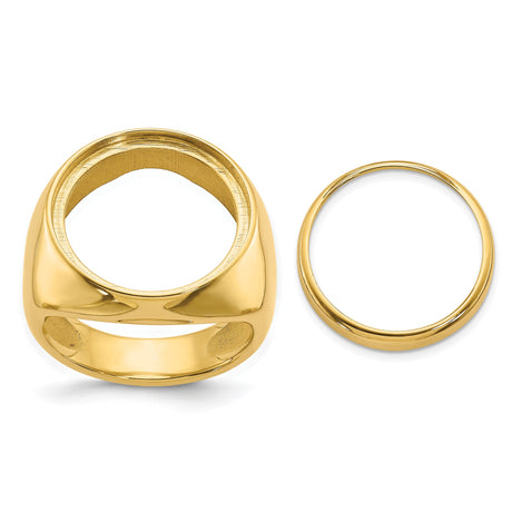 18 mm 14k Yellow Gold coin bezel ring for US 10¢ Dime - Roosevelt