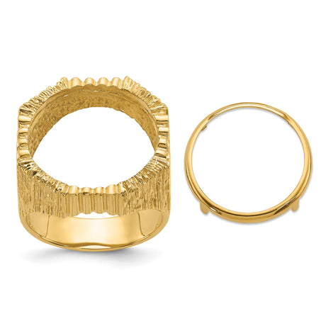 18 mm 14k Yellow Gold coin bezel ring for US 10¢ Dime - Roosevelt