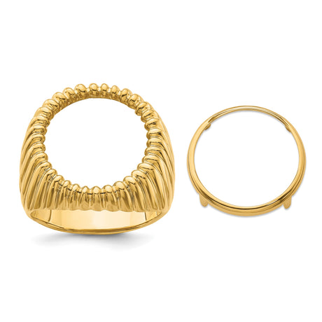 18 mm 14k Yellow Gold coin bezel ring for US 10¢ Dime - Roosevelt