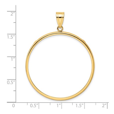 38 mm 14k Yellow Gold coin bezel pendant for US $1 Silver Commemorative Dollars — size reference (ruler)
