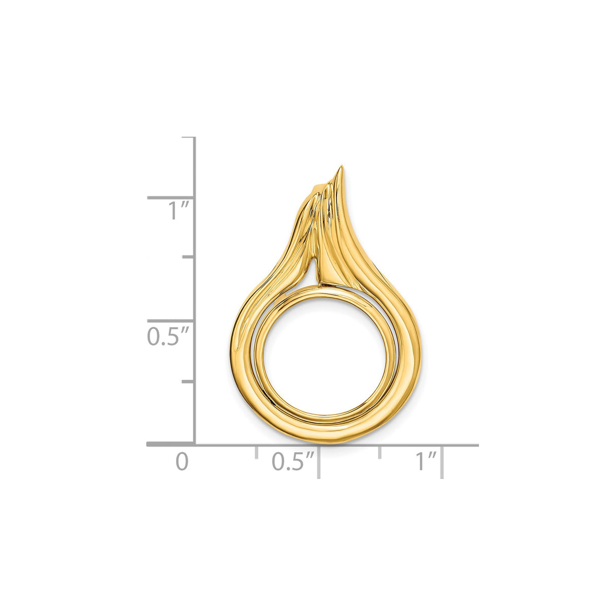 14 mm 14k Yellow Gold coin bezel pendant for US 3¢ Trime Three Cent Silver — size reference (ruler)