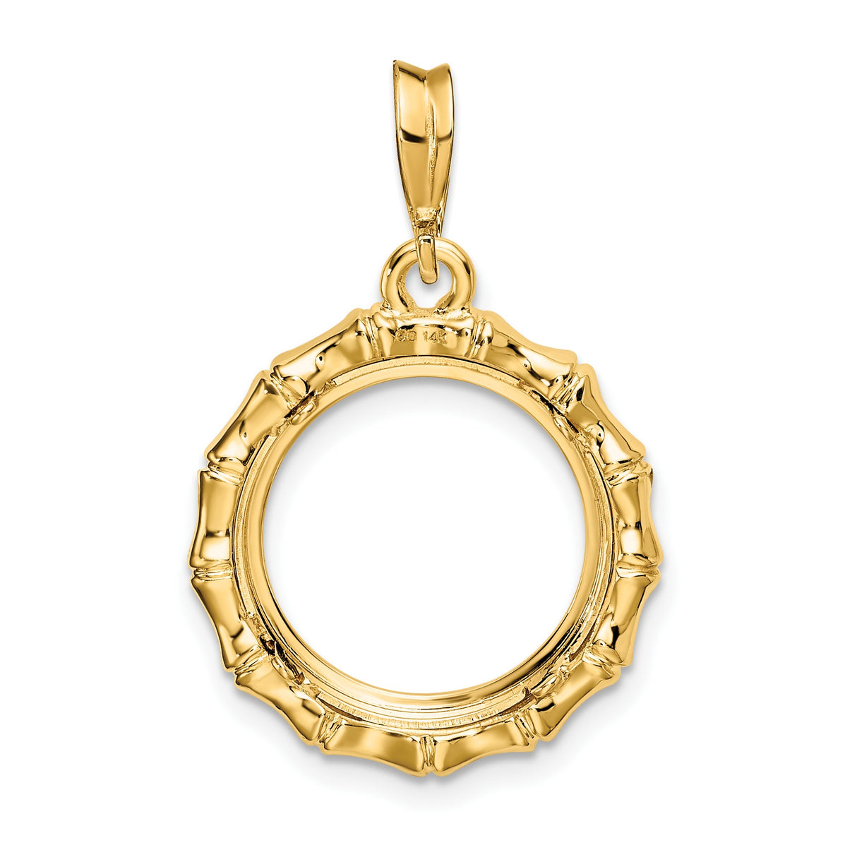 14 mm 14k Yellow Gold coin bezel pendant for US 3¢ Trime Three Cent Silver — additional image
