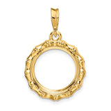 14 mm 14k Yellow Gold coin bezel pendant for US 3¢ Trime Three Cent Silver — additional image