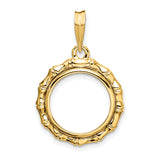 14 mm 14k Yellow Gold coin bezel pendant for US 3¢ Trime Three Cent Silver