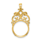14 mm 14k Yellow Gold coin bezel pendant for US 3¢ Trime Three Cent Silver — additional image