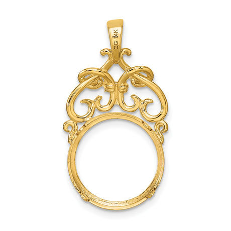 14 mm 14k Yellow Gold coin bezel pendant for US 3¢ Trime Three Cent Silver — additional image