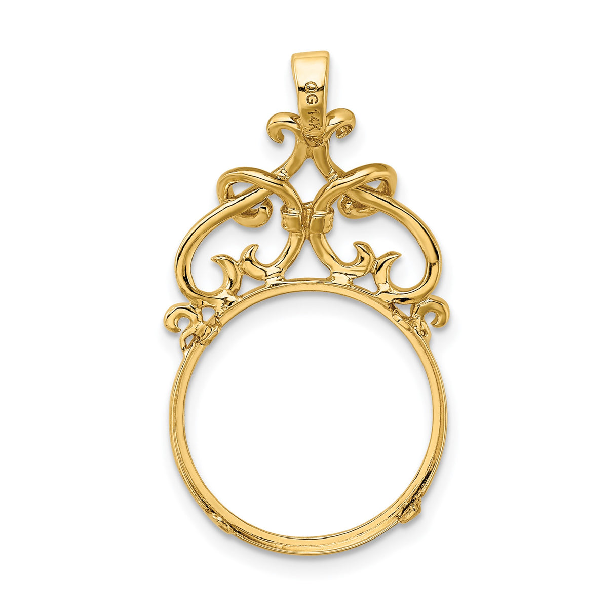 14 mm 14k Yellow Gold coin bezel pendant for US 3¢ Trime Three Cent Silver — additional image