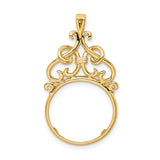 14 mm 14k Yellow Gold coin bezel pendant for US 3¢ Trime Three Cent Silver