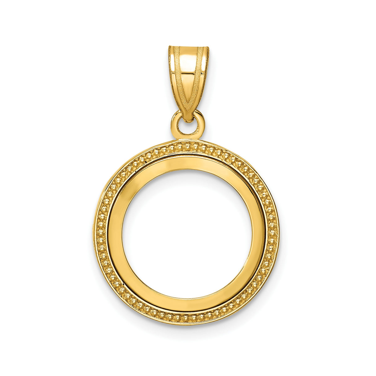 14 mm 14k Yellow Gold coin bezel pendant for US 3¢ Trime Three Cent Silver