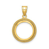 14 mm 14k Yellow Gold coin bezel pendant for US 3¢ Trime Three Cent Silver