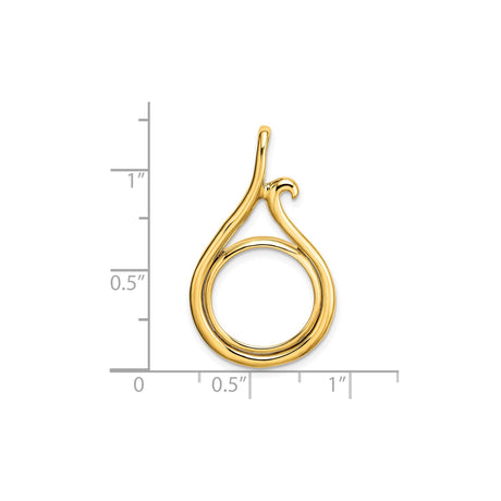 14 mm 14k Yellow Gold coin bezel pendant for US 3¢ Trime Three Cent Silver — size reference (ruler)