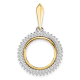 14 mm 14k Multi-Tone Gold coin bezel pendant for US 3¢ Trime Three Cent Silver