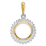 14 mm 14k Multi-Tone Gold coin bezel pendant for US 3¢ Trime Three Cent Silver — additional image