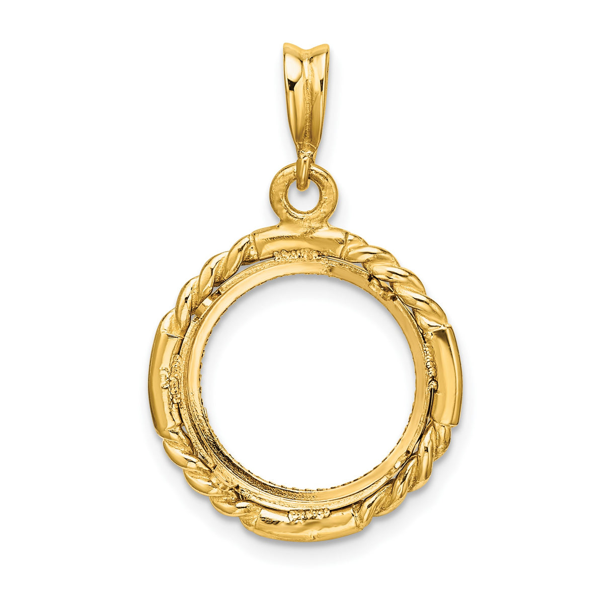 14 mm 14k Yellow Gold coin bezel pendant for US 3¢ Trime Three Cent Silver — additional image