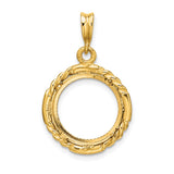 14 mm 14k Yellow Gold coin bezel pendant for US 3¢ Trime Three Cent Silver — additional image