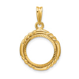14 mm 14k Yellow Gold coin bezel pendant for US 3¢ Trime Three Cent Silver