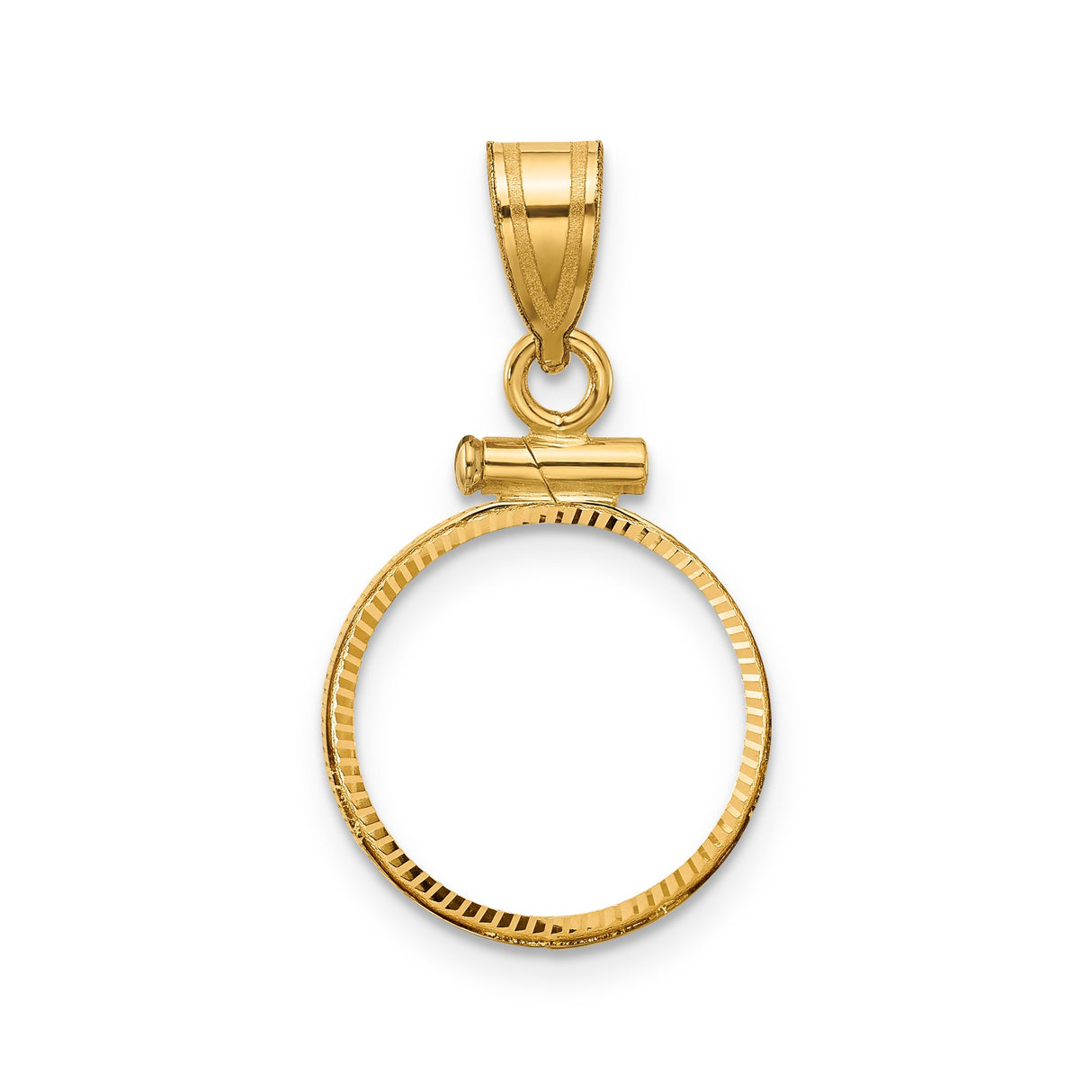 14 mm 14k Yellow Gold coin bezel pendant for US 3¢ Trime Three Cent Silver
