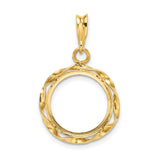 14 mm 14k Yellow Gold coin bezel pendant for US 3¢ Trime Three Cent Silver — additional image