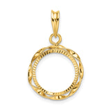 14 mm 14k Yellow Gold coin bezel pendant for US 3¢ Trime Three Cent Silver