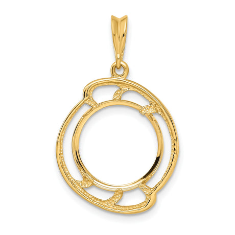 14 mm 14k Yellow Gold coin bezel pendant for US 3¢ Trime Three Cent Silver — additional image