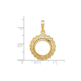 14 mm 14k Yellow Gold coin bezel pendant for US 3¢ Trime Three Cent Silver — size reference (ruler)