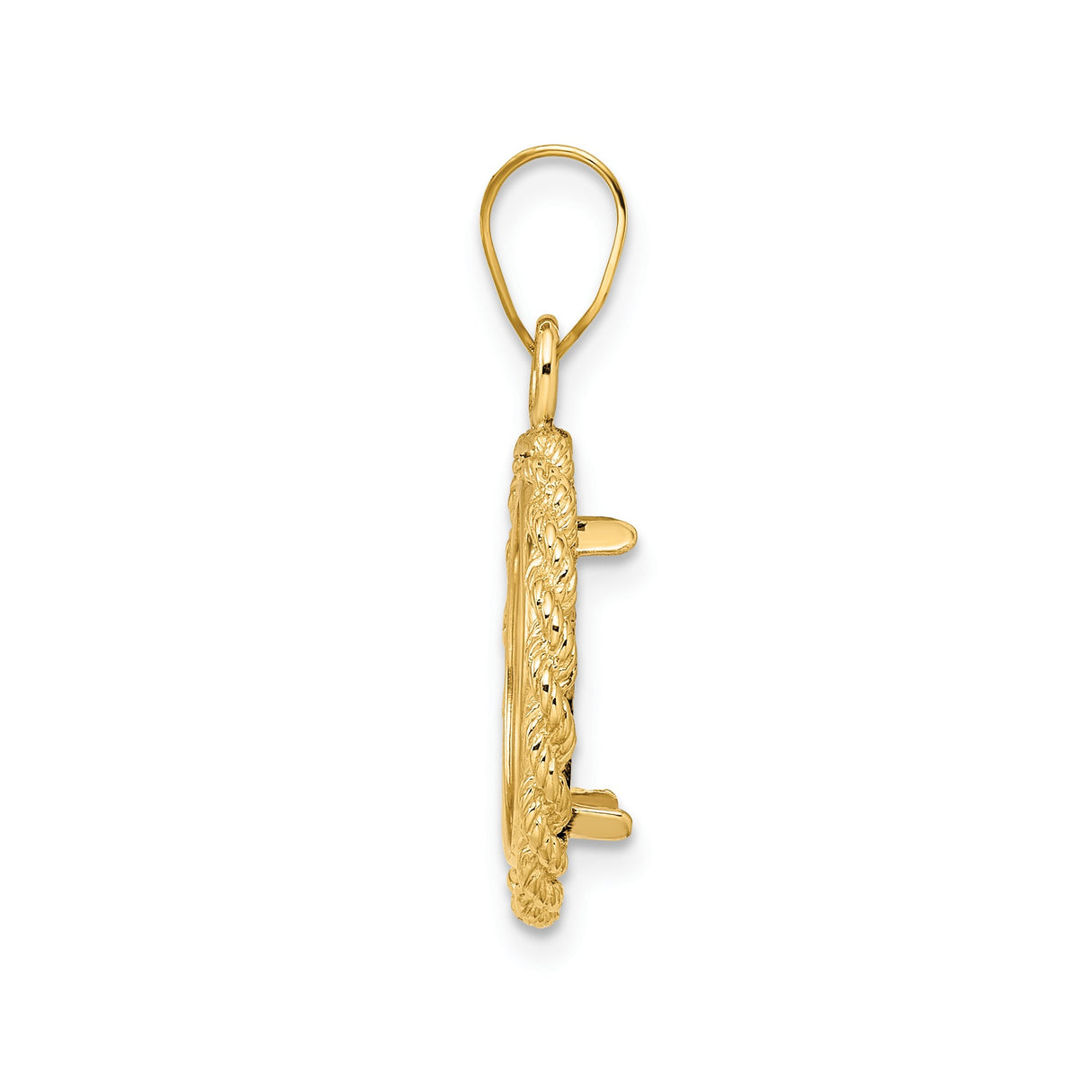 14 mm 14k Yellow Gold coin bezel pendant for US 3¢ Trime Three Cent Silver — alternate view