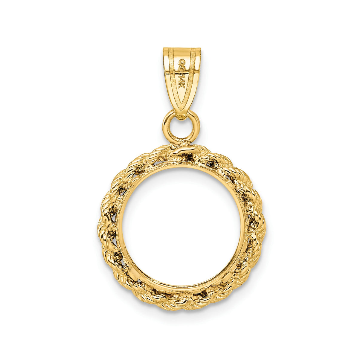 14 mm 14k Yellow Gold coin bezel pendant for US 3¢ Trime Three Cent Silver — additional image