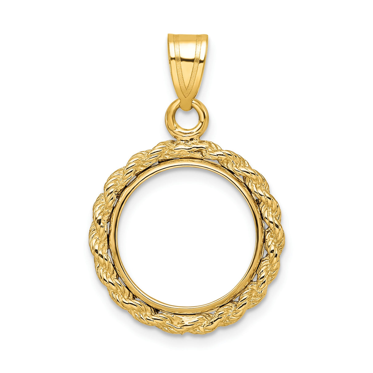 14 mm 14k Yellow Gold coin bezel pendant for US 3¢ Trime Three Cent Silver