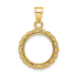 14 mm 14k Yellow Gold coin bezel pendant for US 3¢ Trime Three Cent Silver