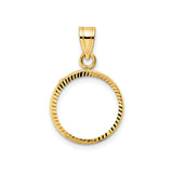 14 mm 14k Yellow Gold coin bezel pendant for US 3¢ Trime Three Cent Silver