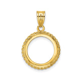 14 mm 14k Yellow Gold coin bezel pendant for US 3¢ Trime Three Cent Silver — additional image