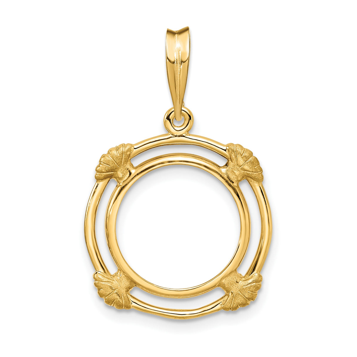 14 mm 14k Yellow Gold coin bezel pendant for US 3¢ Trime Three Cent Silver