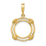 14 mm 14k Yellow Gold coin bezel pendant for US 3¢ Trime Three Cent Silver